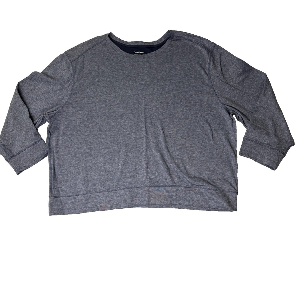 Cuddl Duds Mens 4XB Heathered Navy Blue 3/4 Sleeve Crewneck Sweatshirt Loungewea